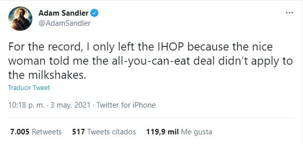 Tuit de Adam Sandler