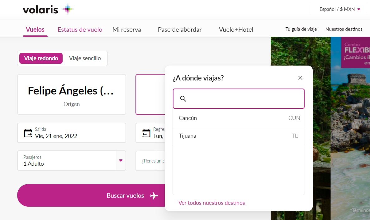 captura de pantalla de vuelos de Santa Lucía