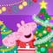 6 dibujos de Peppa Pig poniendo el árbol de Navidad para imprimir y colorear