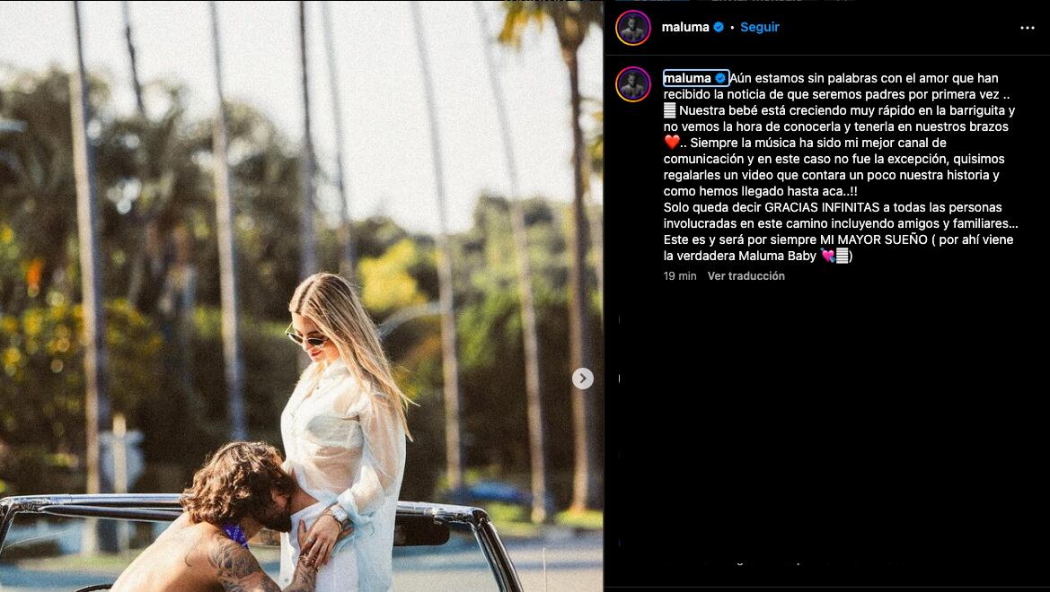 Maluma anuncia que será padre de una niña
