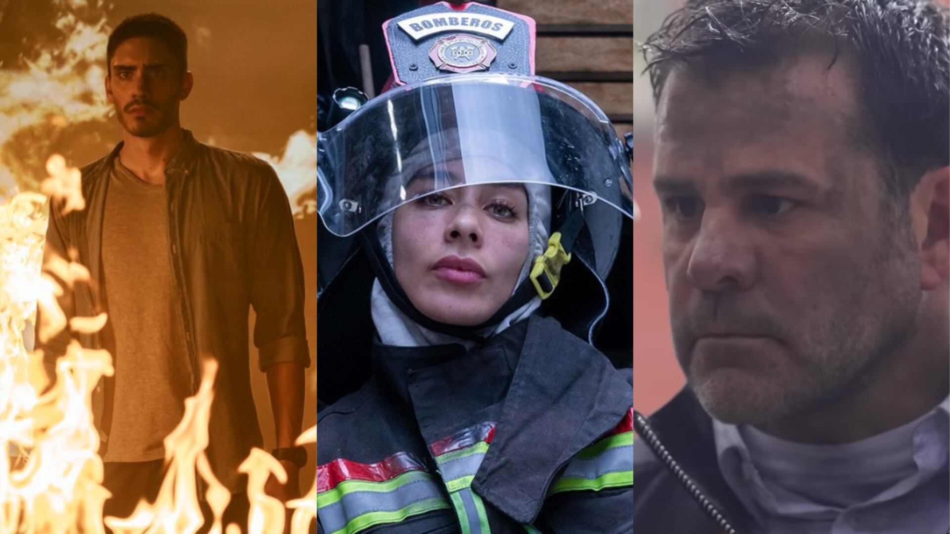 Iván Amozurrutia, Esmeralda Pimentel, Eduardo Capetillo en "Donde hubo fuego", serie de Netflix