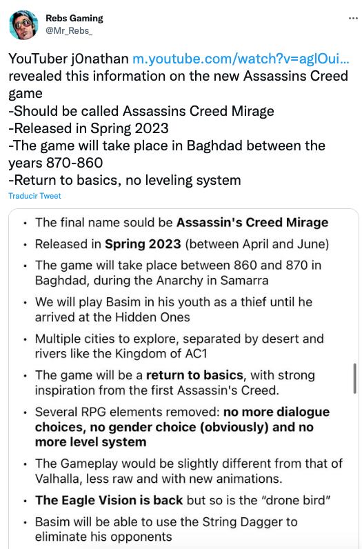 Filtraciones de Assassin's Creed Mirage