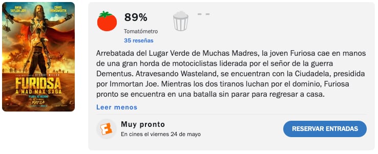 Furiosa de Anya Taylor-Joy ya cuenta con una calificación en Rotten Tomatoes