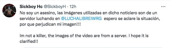 Tuit del luchador profesional Sick Boy
