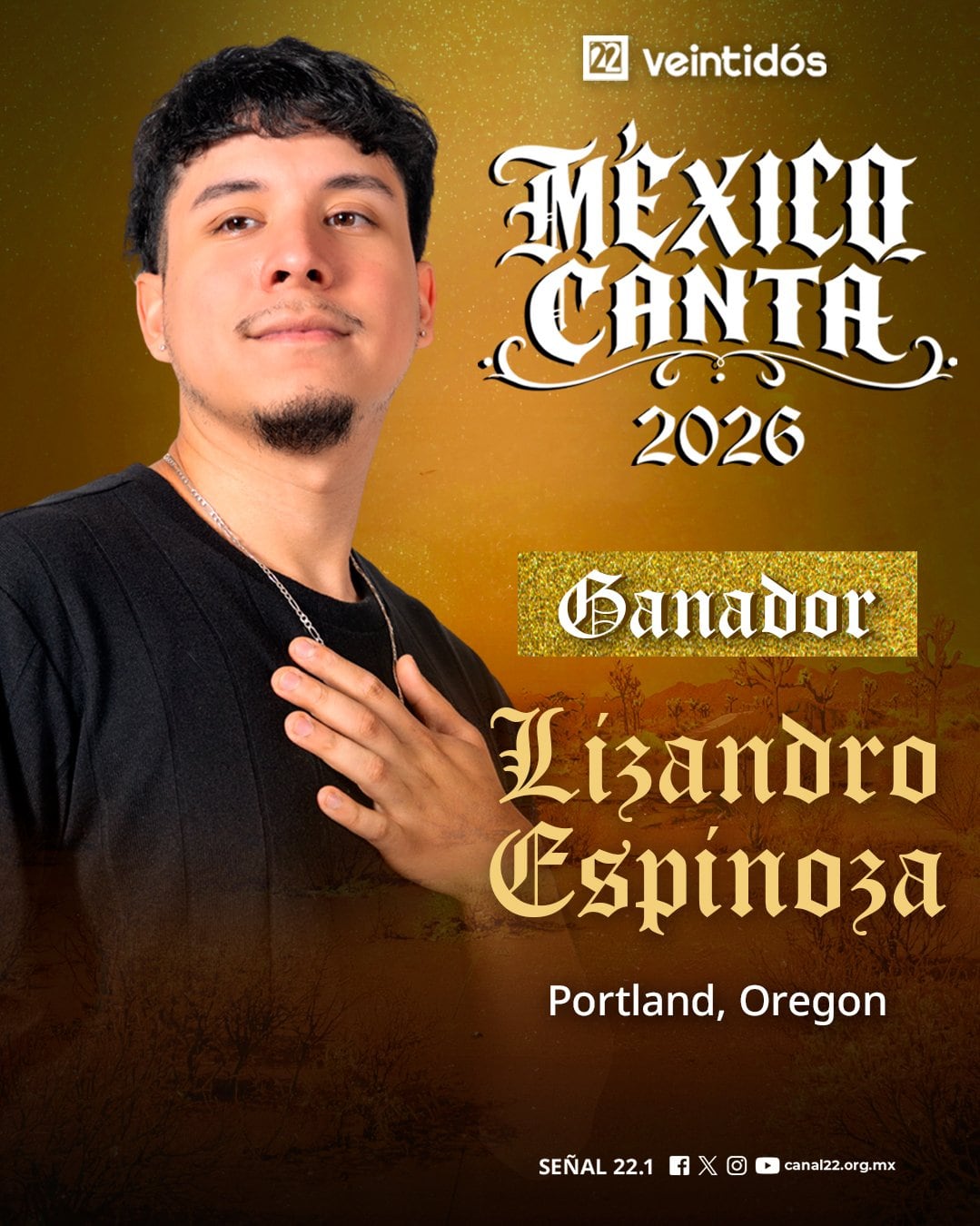 ¿Quién es Lizandro Espinoza? Ganador de México canta 2026