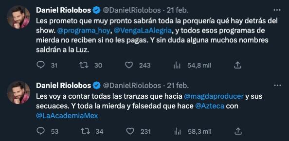 Daniel Riolobos en Twitter