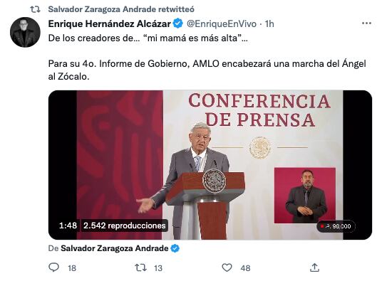 Tuit marcha de AMLO