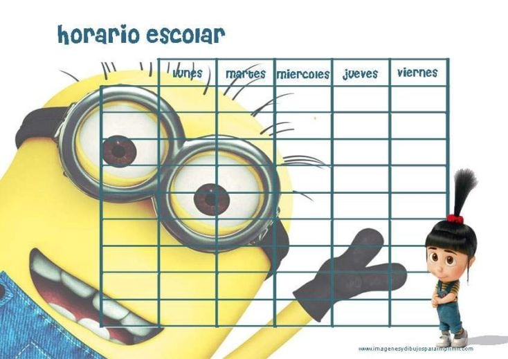 Horario escolar de Minions para regreso a clases 2024 con Agnes