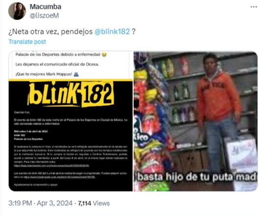 Meme por concierto cancelado de Blink-182
