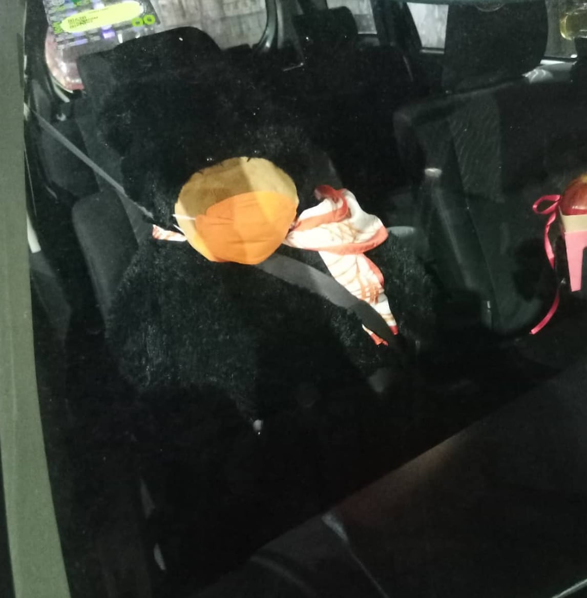 Osito de peluche viaja como copiloto en Uber