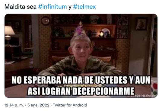 Meme de la caída de Infinitum de Telmex