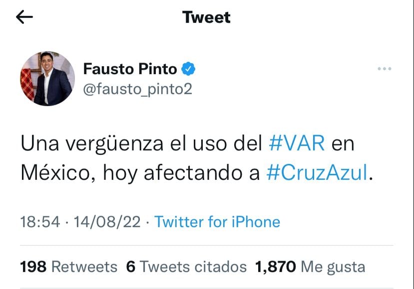 Fausto Pinto en redes sociales.