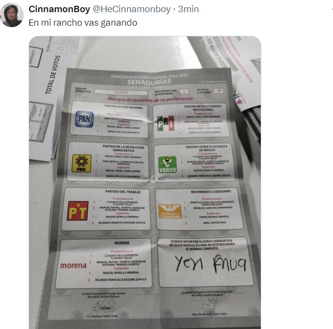 Votan por Yeri Mua en las elecciones México 2024