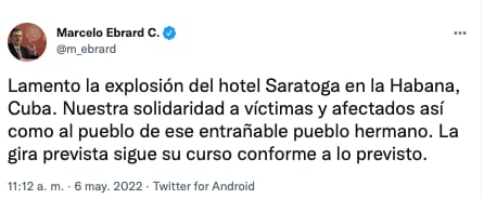 Tuit Marcelo Ebrard