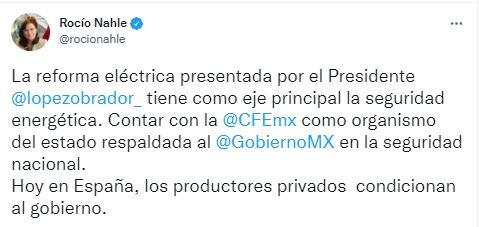 Rocío Nahle sobre reforma eléctrica