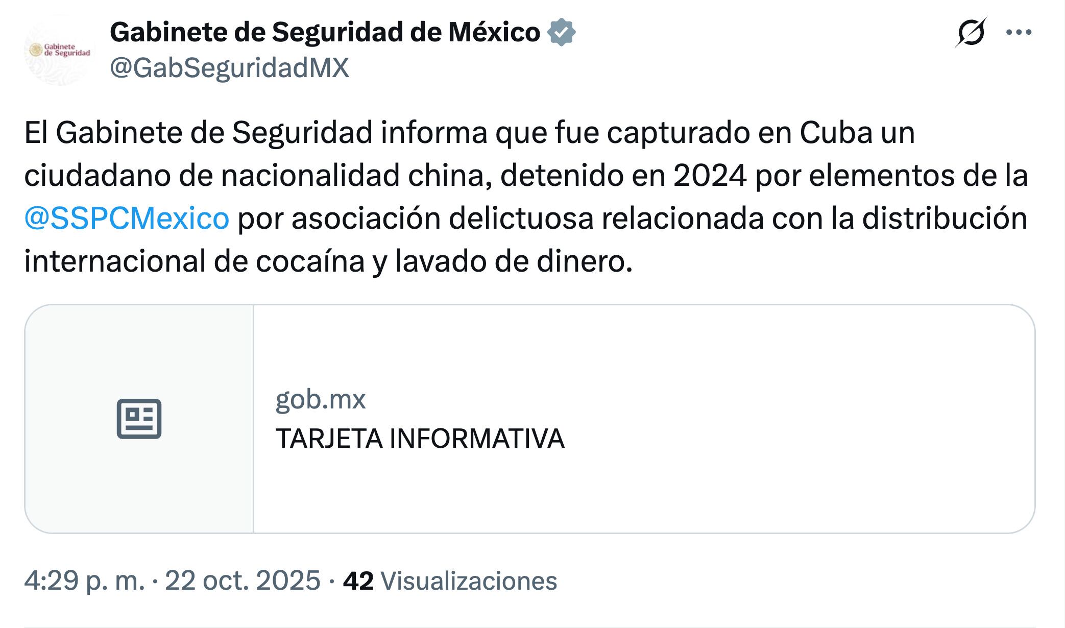 Autoridades confirman detención de Zhi Dong Zhang en Cuba