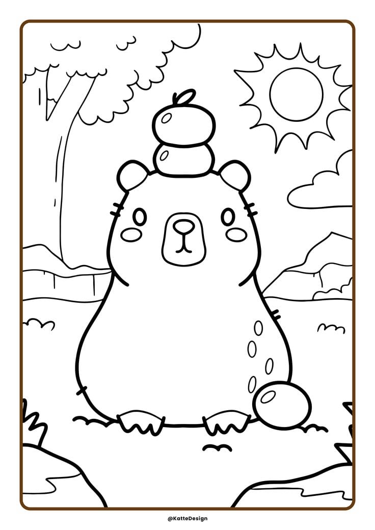 Dibujos de capibara en primavera para colorear