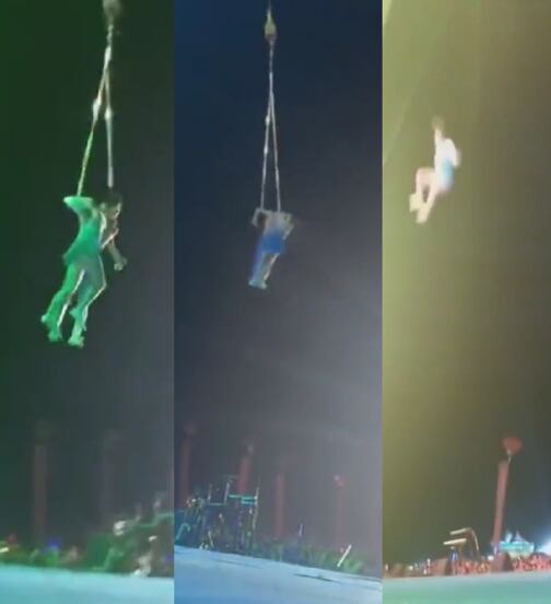 Acróbata china cae durante show
