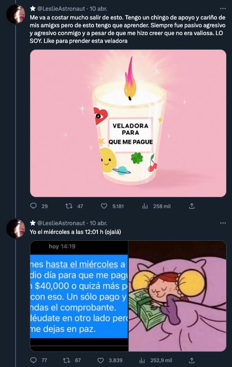 Se entera de la infidelidad de su novio y ahora le cobra los 40 mil pesos que le debe