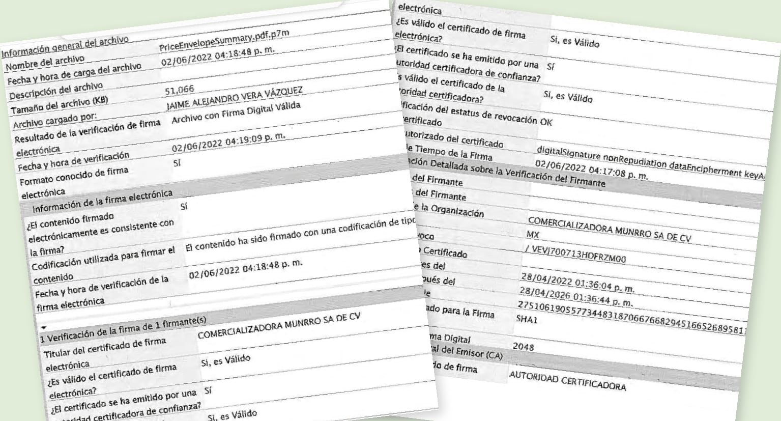 Documentos licitación Comercializadora Munrro