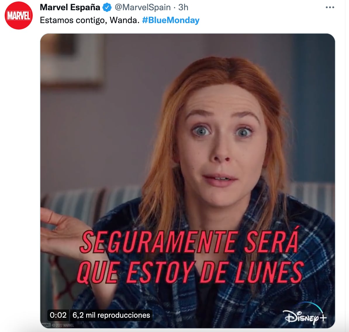 Marvel tuitea sobre el 'Blue Monday'