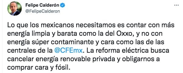 Tuit de Felipe Calderón