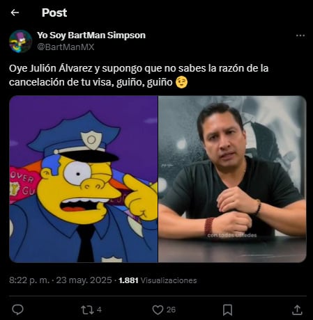 Memes por Julión Álvarez y la cancelación de su visa en Estados Unidos
