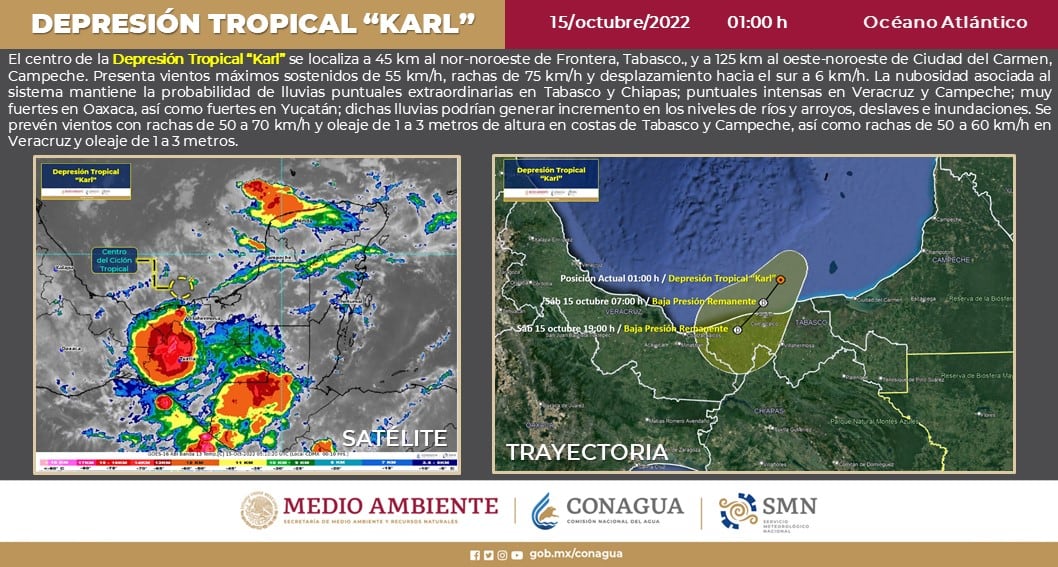 Alertan que lluvias por tormenta tropical ‘Karl’ podrían provocar deslaves y más