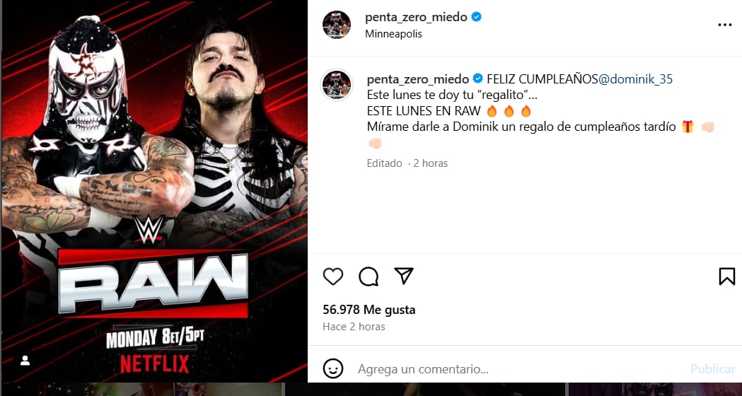 Penta Zero Miedo vs Dominik Mysterio en WWE