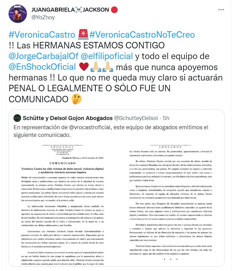 Tuit en apoyo a Jorge Carbajal