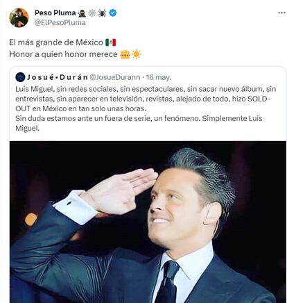 Peso Pluma se declara fan de Luis Miguel