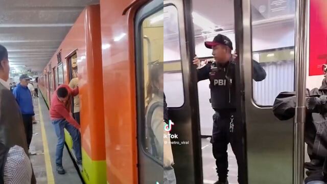 Policías y usuarios abren puertas del Metro CDMX en Línea 3