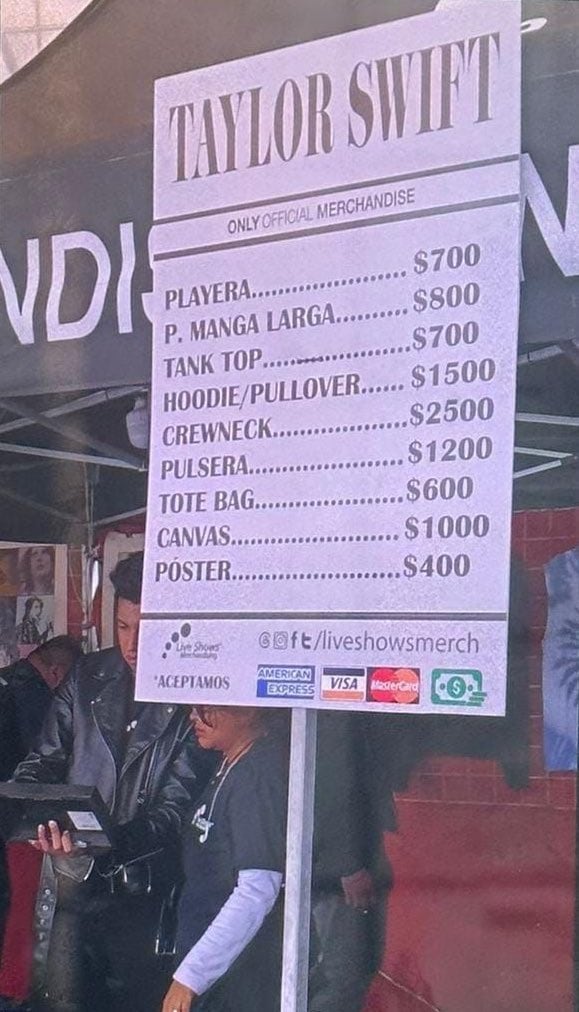 Estos son los precios oficiales de la merch oficial Taylor Swift en México
