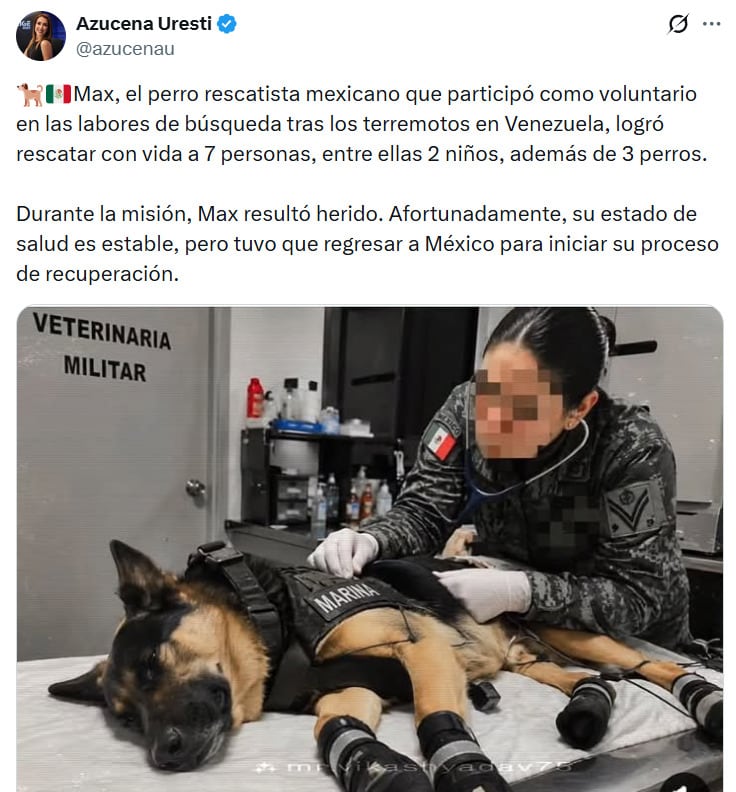 Max resultó lesionado tras trabajos de rescate en Venezuela