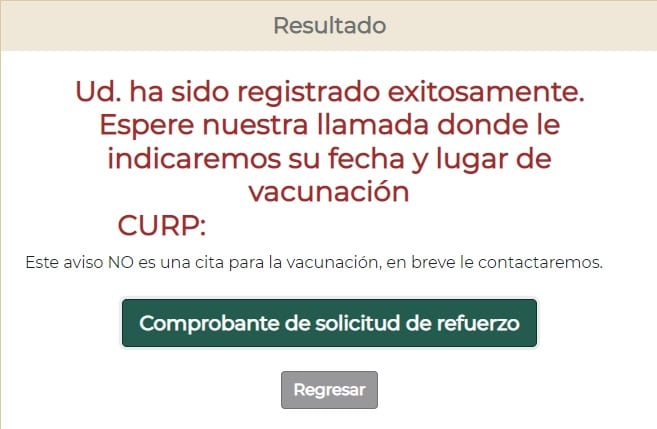 Comprobante de solicitud de refuerzo