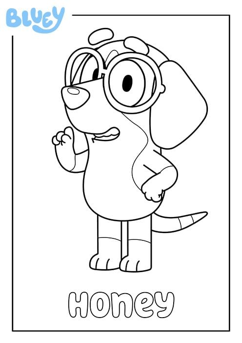 Dibujos de Honey, la amiga de Bluey que usa lentes, por el Día Mundial de la Visión