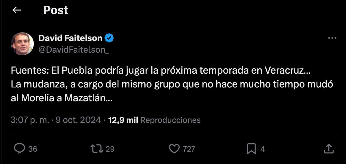 Puebla se mudaría a Veracruz.