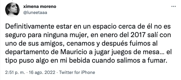 Ximena Moreno denuncia a Mau Nieto por drogarla