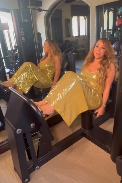 Mariah Carey haciendo ejercicio en tacones