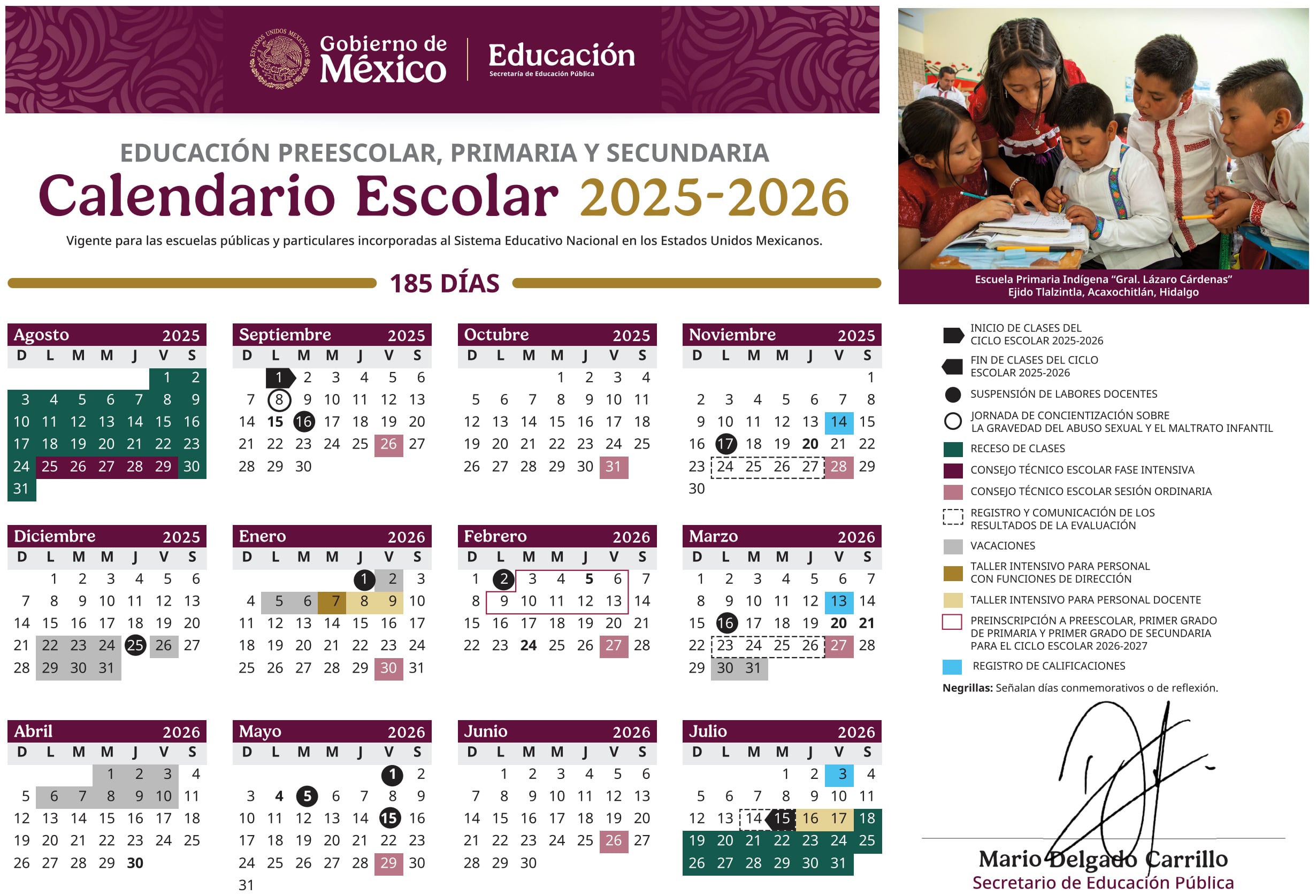 Calendario SEP del ciclo escolar 2026