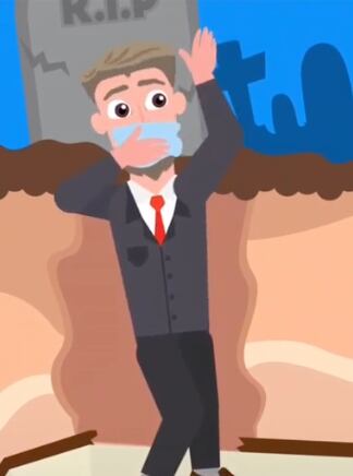 Animación de ¿qué hacer si te entierran vivo?