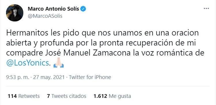 Tuit de Marco Antonio Solís