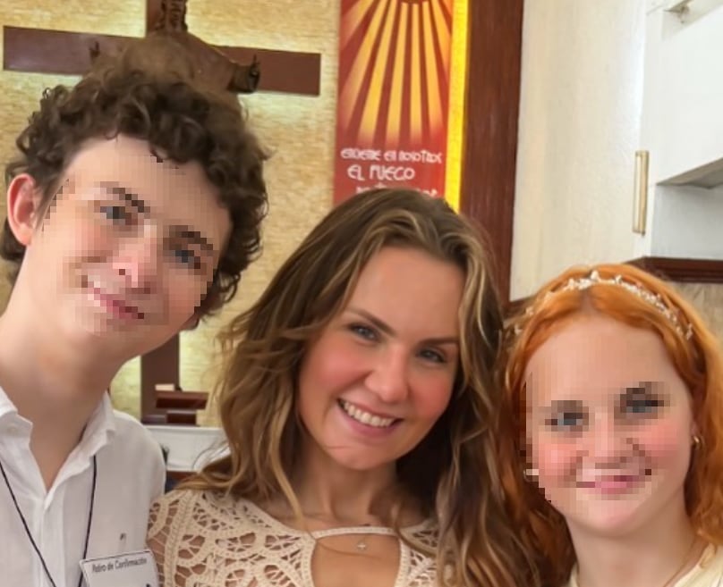 Michelle Vieth con sus hijos mayores, Leandro y Michelle