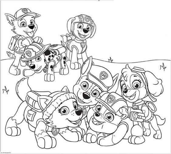 Dibujos de Paw Patrol de vacaciones para colorear
