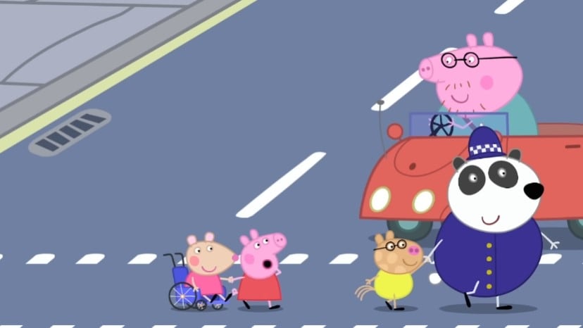 Peppa Pig aprende a cruzar la calle