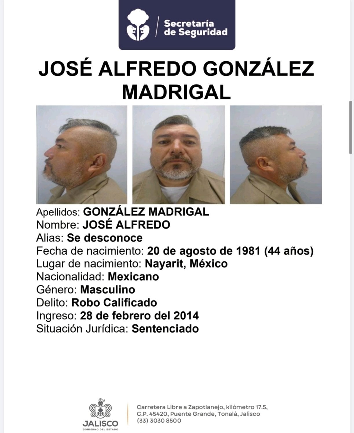 Ficha de José Alfredo González Madrigal