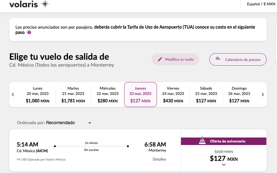 Descuentos del 80% en Volaris por su 17 aniversario