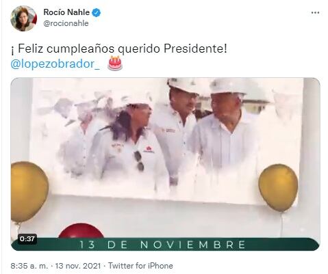 Rocío Nahle felicita a AMLO