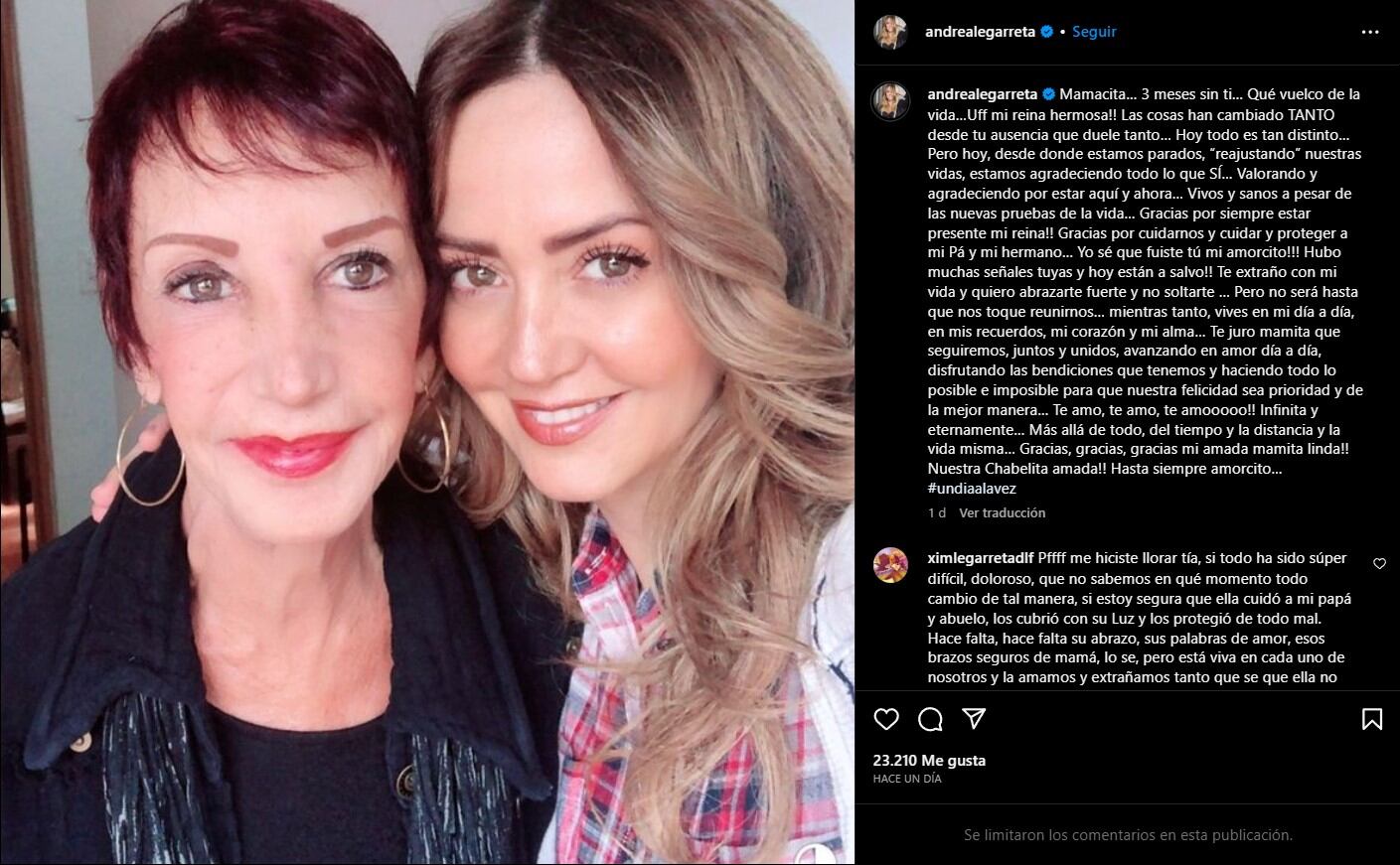 Andrea Legarreta y su mamá