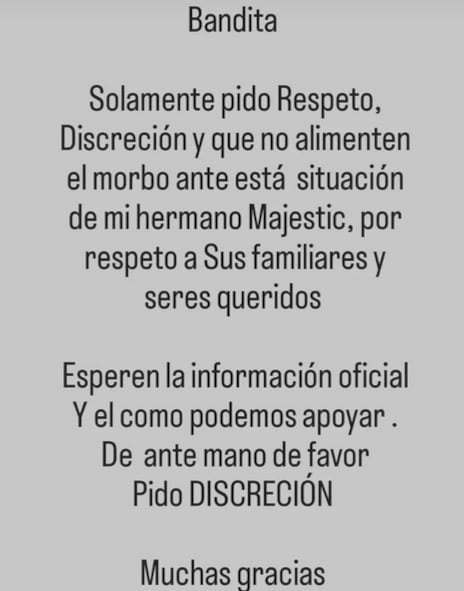 MC Amatista manda comunicado sobre la muerte de Majestic.